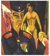 Ernst Ludwig Kirchner Self-portrait as a Soldier Germany oil painting artist